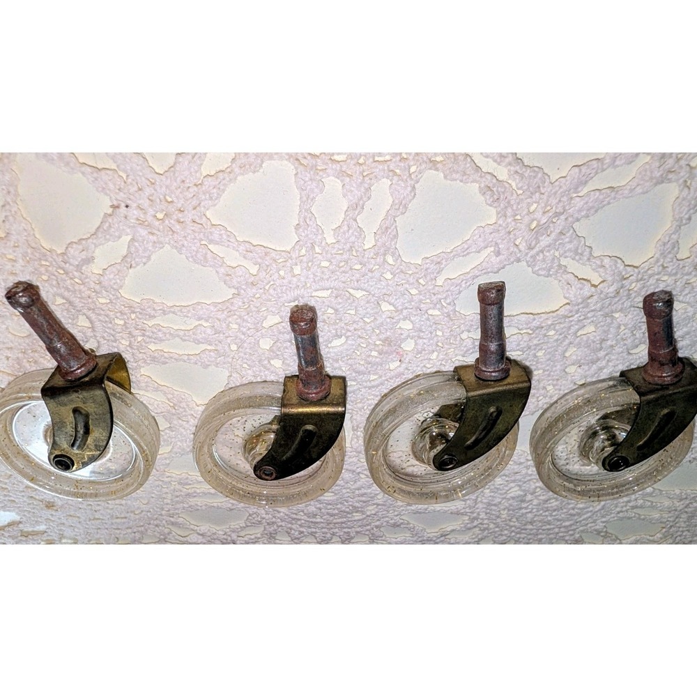 4 Vintage 2" Atomic Gold Glitter Caster‎ Wheels Furniture Replacement Brass - Picture 3 of 4
